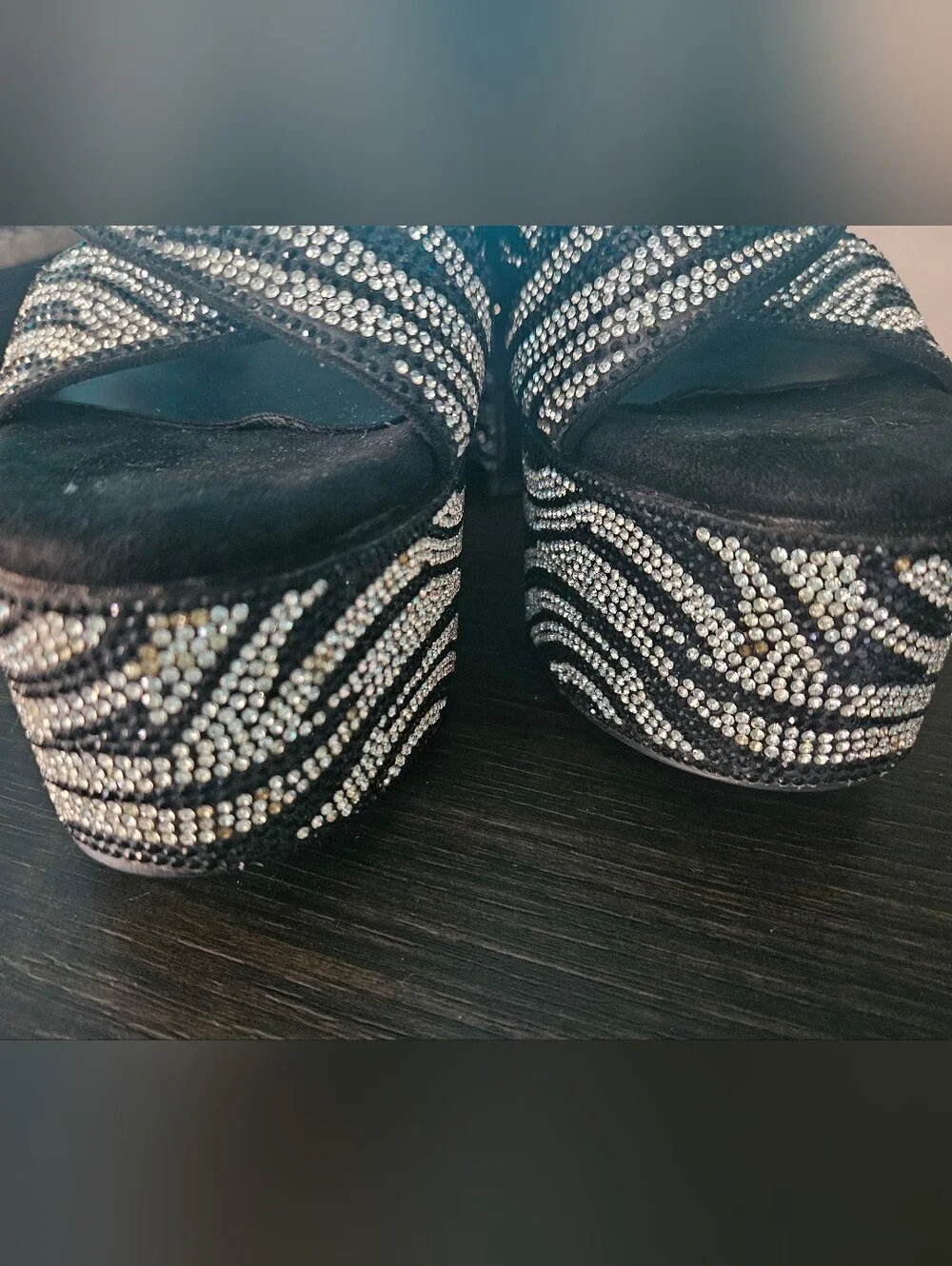 London Rag Rhinestone Zebra Platform Mules 7
